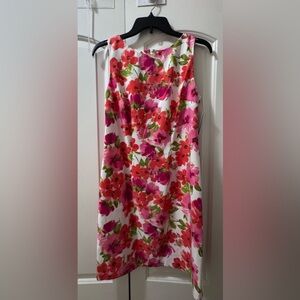 Alyx White Midi Dress with Pink & Red Floral Print
